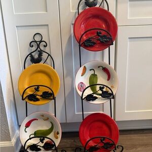 Colorful Ceramic Plate Set with Stand